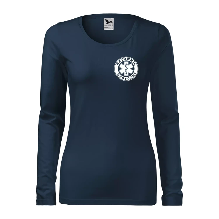 Koszulka damska z długim rękawem Slim 139 z logo własnym nadrukiem RATOWNIK MEDYCZNY na sercu i plecach odzież reklamowa 180 gm² WSZYSTKIE KOLORY (4).webp