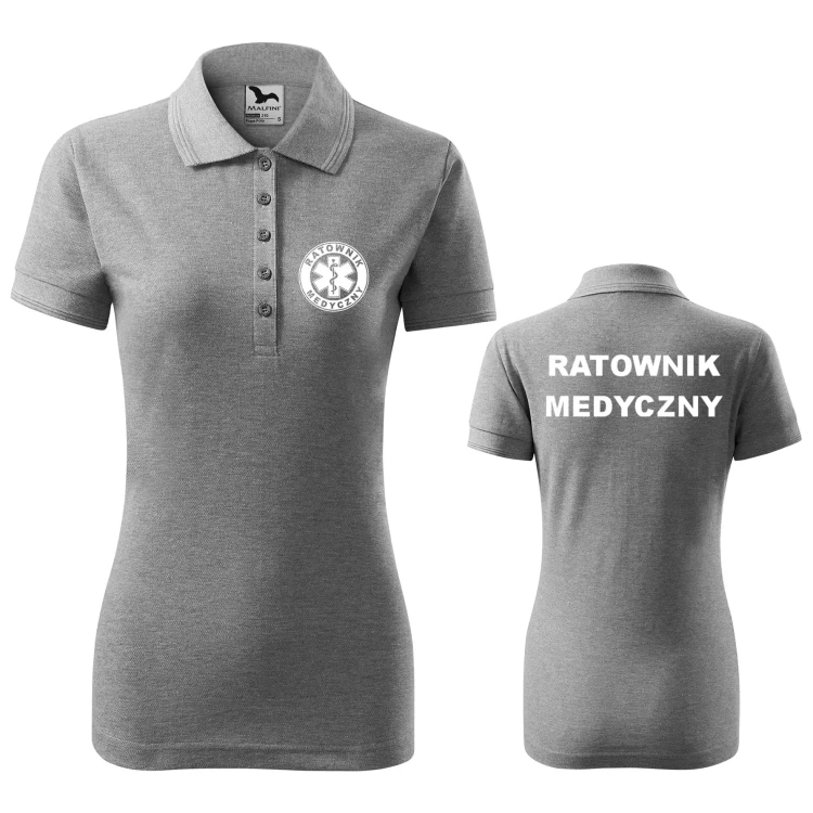Koszulka damska polo z logo na sercu i plecach z nadrukiem RATOWNIK MEDYCZNY logo firmy 200 gm² Pique Polo 210 koszulka polo WSZYSTKIE KOLORY (27).webp