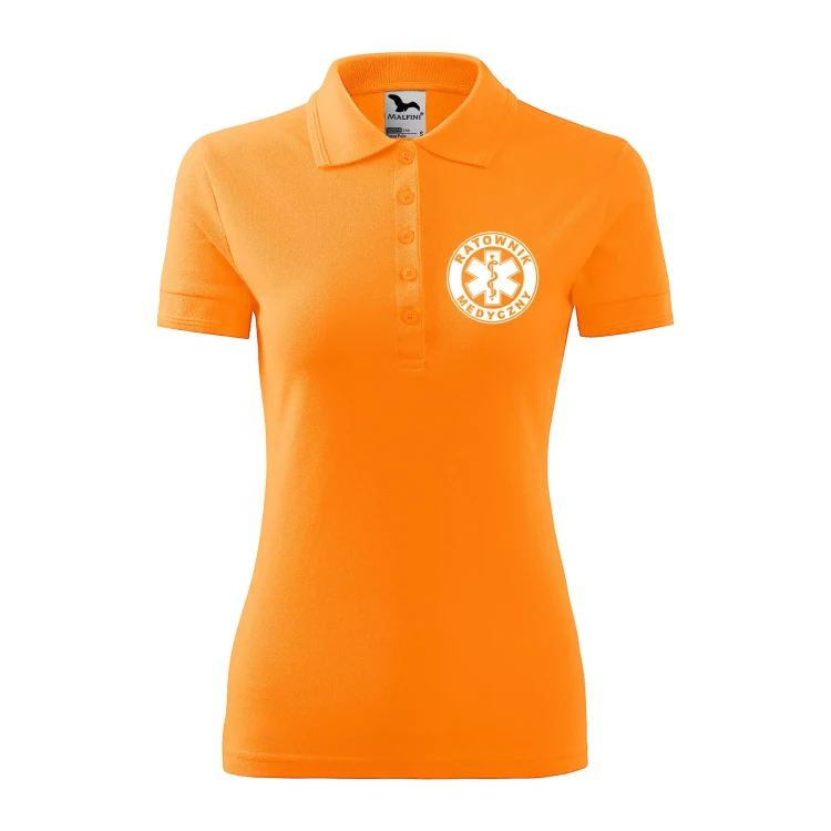 Koszulka damska polo z logo na sercu i plecach z nadrukiem RATOWNIK MEDYCZNY logo firmy 200 gm² Pique Polo 210 koszulka polo WSZYSTKIE KOLORY (10).webp