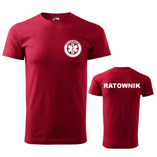 Koszulka z krótkim rękawem z logo na sercu i plecach męska z nadrukiem RATOWNIK 160g BASIC 129 koszulka krótki rękaw WSZYSTKIE KOLORY (39).webp