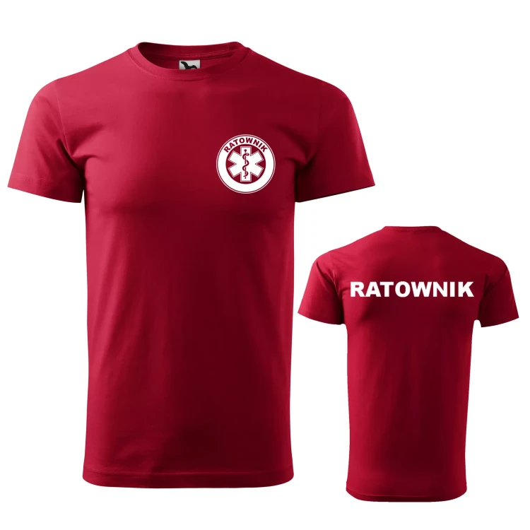 Koszulka z krótkim rękawem z logo na sercu i plecach męska z nadrukiem RATOWNIK 160g BASIC 129 koszulka krótki rękaw WSZYSTKIE KOLORY (39).webp