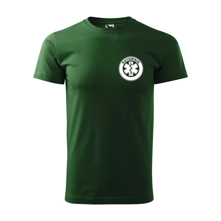 Koszulka z krótkim rękawem z logo na sercu i plecach męska z nadrukiem RATOWNIK 160g BASIC 129 koszulka krótki rękaw WSZYSTKIE KOLORY (1).webp