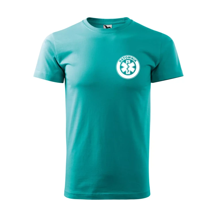 Koszulka z krótkim rękawem z logo na sercu i plecach męska z nadrukiem RATOWNIK 160g BASIC 129 koszulka krótki rękaw WSZYSTKIE KOLORY (3).webp