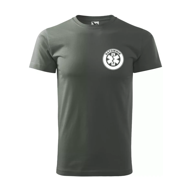 Koszulka z krótkim rękawem z logo na sercu i plecach męska z nadrukiem RATOWNIK 160g BASIC 129 koszulka krótki rękaw WSZYSTKIE KOLORY (28).webp