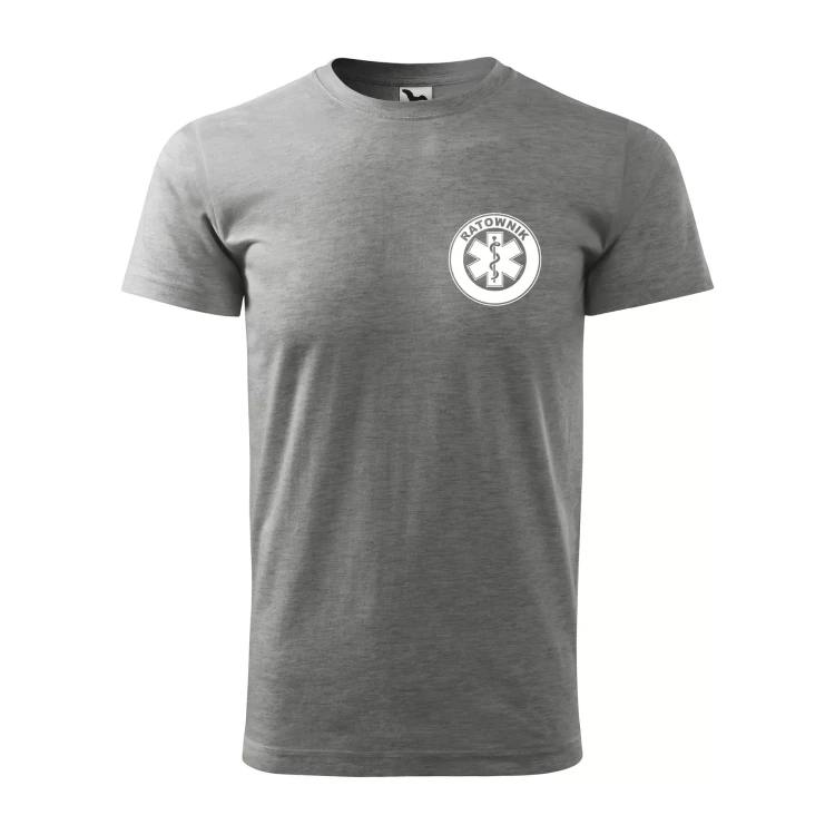 Koszulka z krótkim rękawem z logo na sercu i plecach męska z nadrukiem RATOWNIK 160g BASIC 129 koszulka krótki rękaw WSZYSTKIE KOLORY (29).webp