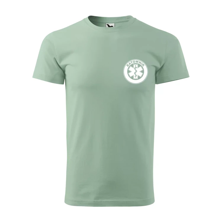 Koszulka z krótkim rękawem z logo na sercu i plecach męska z nadrukiem RATOWNIK 160g BASIC 129 koszulka krótki rękaw WSZYSTKIE KOLORY (37).webp