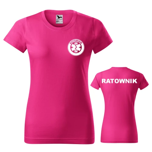 Koszulka damska BASIC 134 medyczna z krótkim rękawem z logo na sercu i plecach z nadrukiem RATOWNIK logo 160 gm² koszulka krótki rękaw WSZYSTKIE KOLORY (1).webp
