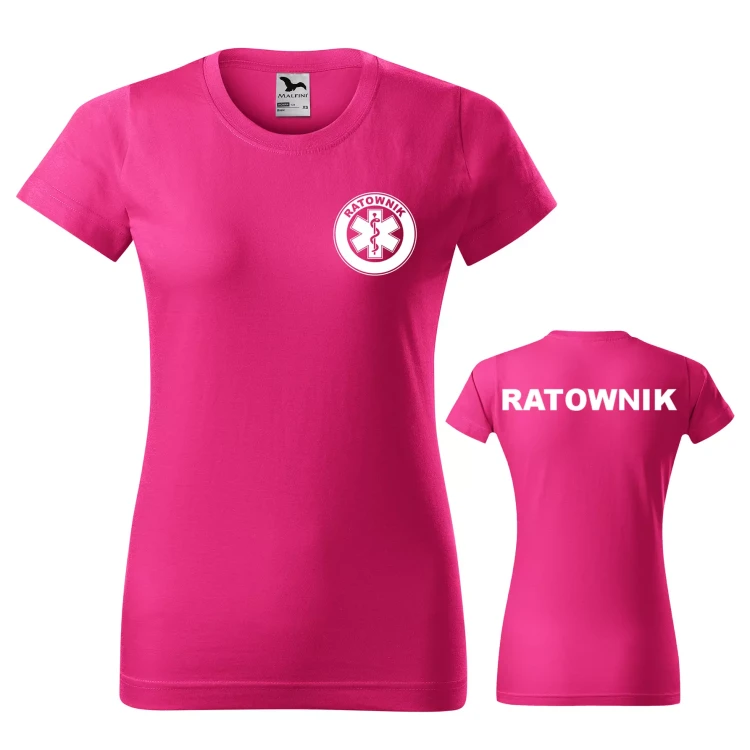 Koszulka damska BASIC 134 medyczna z krótkim rękawem z logo na sercu i plecach z nadrukiem RATOWNIK logo 160 gm² koszulka krótki rękaw WSZYSTKIE KOLORY (1).webp