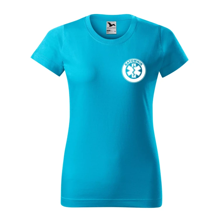 Koszulka damska BASIC 134 medyczna z krótkim rękawem z logo na sercu i plecach z nadrukiem RATOWNIK logo 160 gm² koszulka krótki rękaw WSZYSTKIE KOLORY (6).webp