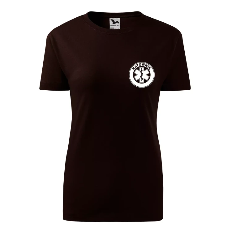 Koszulka damska BASIC 134 medyczna z krótkim rękawem z logo na sercu i plecach z nadrukiem RATOWNIK logo 160 gm² koszulka krótki rękaw WSZYSTKIE KOLORY (19).webp