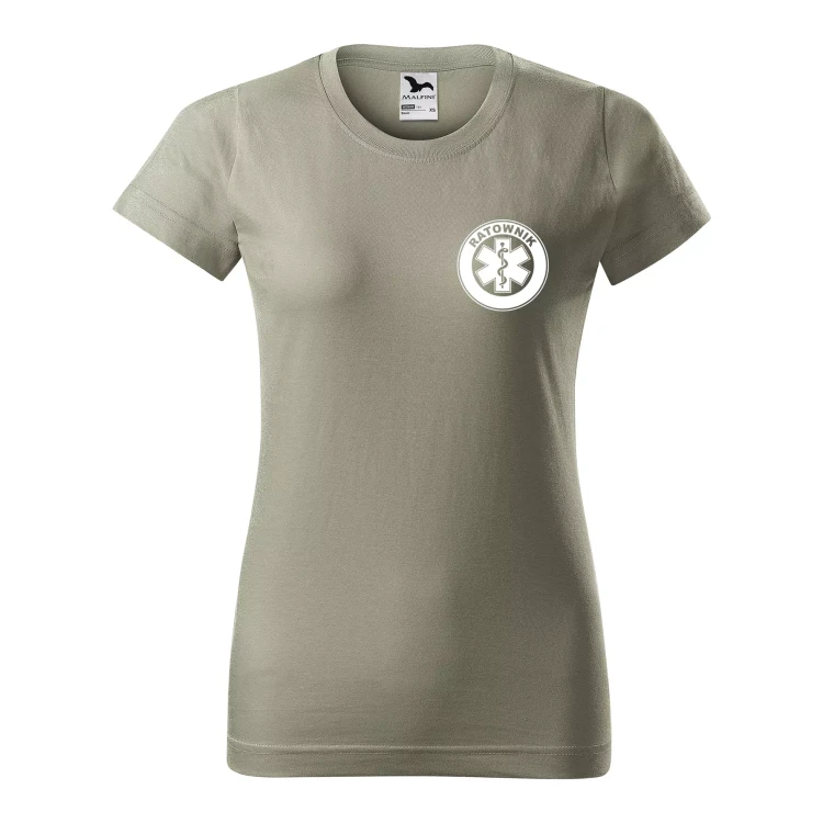 Koszulka damska BASIC 134 medyczna z krótkim rękawem z logo na sercu i plecach z nadrukiem RATOWNIK logo 160 gm² koszulka krótki rękaw WSZYSTKIE KOLORY (20).webp