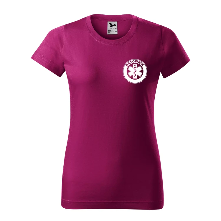 Koszulka damska BASIC 134 medyczna z krótkim rękawem z logo na sercu i plecach z nadrukiem RATOWNIK logo 160 gm² koszulka krótki rękaw WSZYSTKIE KOLORY (25).webp