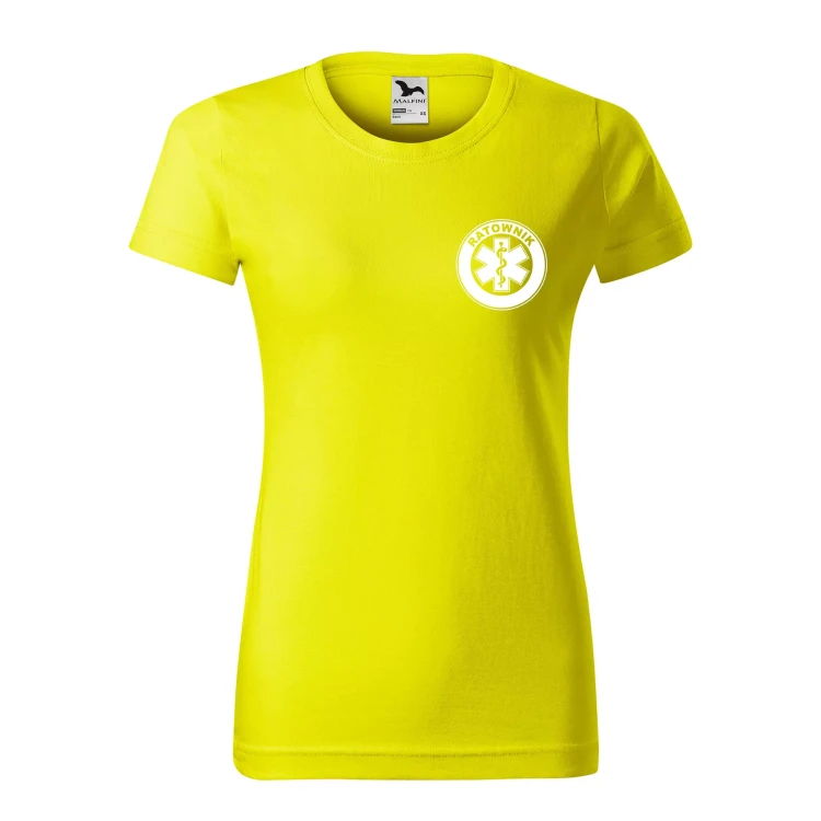 Koszulka damska BASIC 134 medyczna z krótkim rękawem z logo na sercu i plecach z nadrukiem RATOWNIK logo 160 gm² koszulka krótki rękaw WSZYSTKIE KOLORY (32).webp