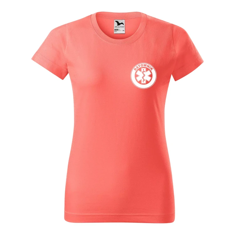 Koszulka damska BASIC 134 medyczna z krótkim rękawem z logo na sercu i plecach z nadrukiem RATOWNIK logo 160 gm² koszulka krótki rękaw WSZYSTKIE KOLORY (33).webp