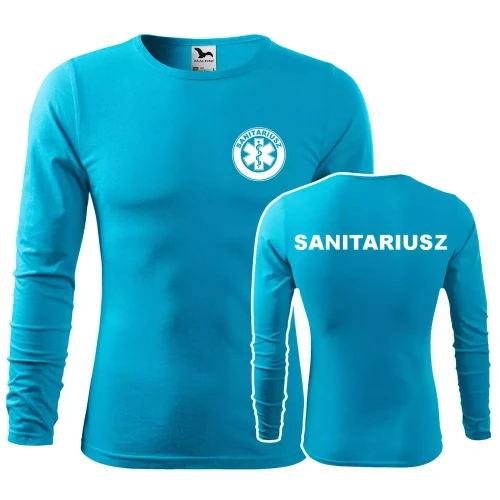 Koszulka męska z długim rękawem Fit-T LS 119 160gm² z nadrukiem SANITARIUSZ na sercu i plecach WSZYSTKIE KOLORY (10).webp