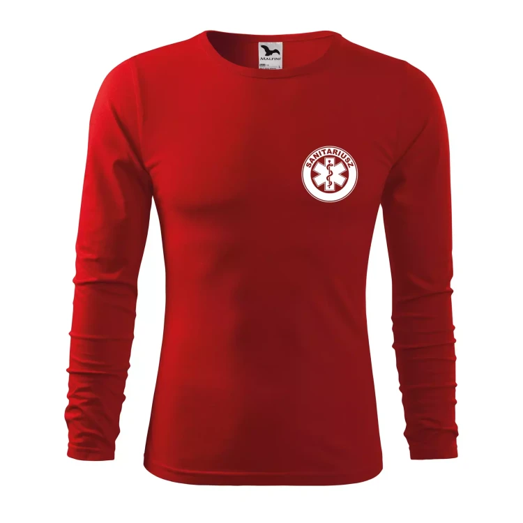 Koszulka męska z długim rękawem Fit-T LS 119 160gm² z nadrukiem SANITARIUSZ na sercu i plecach WSZYSTKIE KOLORY (2).webp