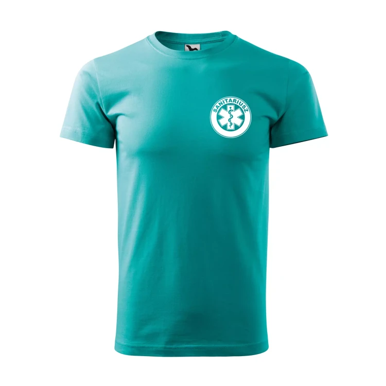 Koszulka z krótkim rękawem z logo na sercu i plecach męska z nadrukiem SANITARIUSZ 160g BASIC 129 koszulka krótki rękaw WSZYSTKIE KOLORY (3).webp