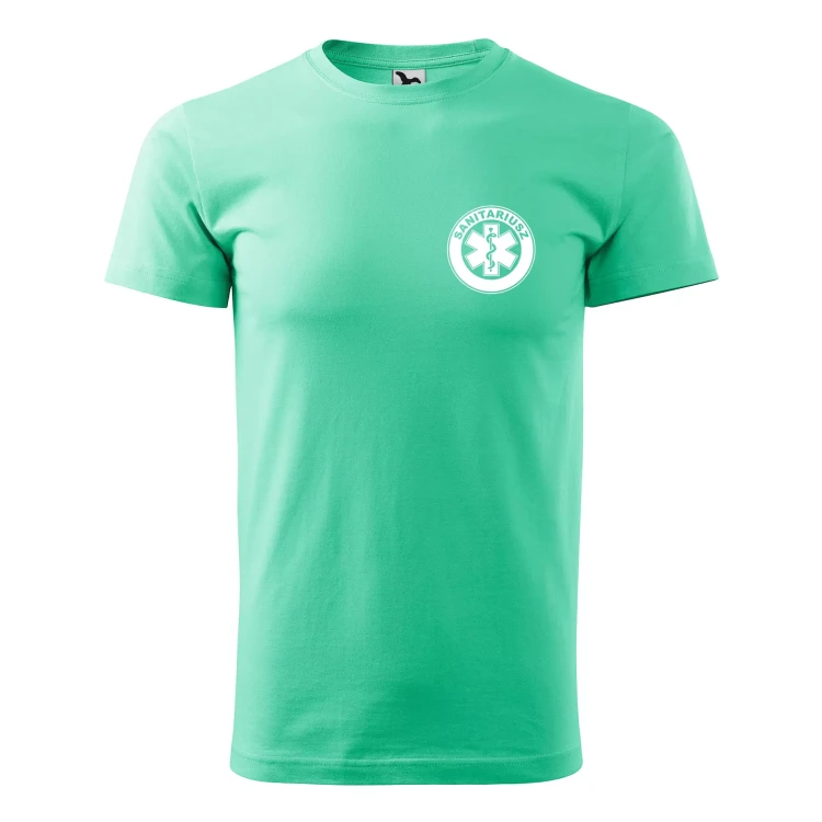 Koszulka z krótkim rękawem z logo na sercu i plecach męska z nadrukiem SANITARIUSZ 160g BASIC 129 koszulka krótki rękaw WSZYSTKIE KOLORY (8).webp