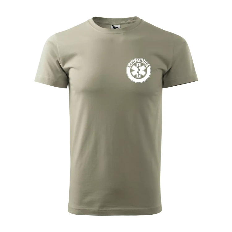 Koszulka z krótkim rękawem z logo na sercu i plecach męska z nadrukiem SANITARIUSZ 160g BASIC 129 koszulka krótki rękaw WSZYSTKIE KOLORY (16).webp