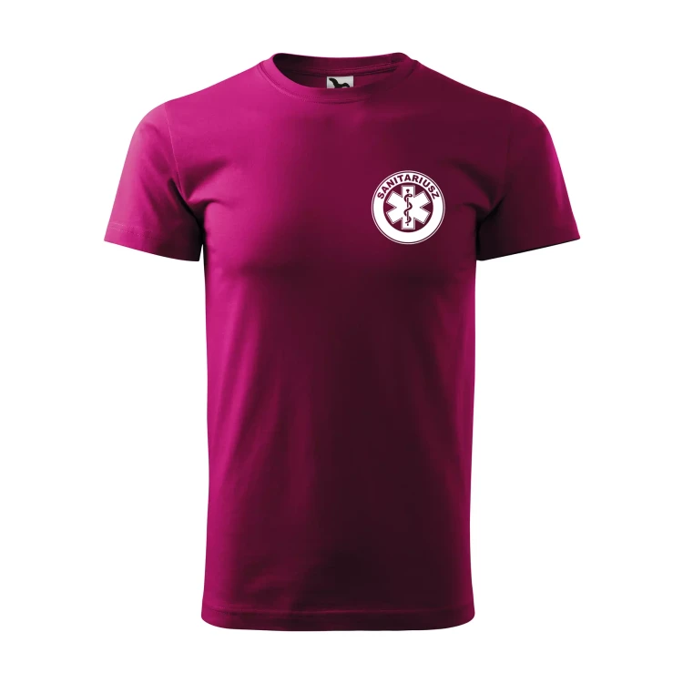 Koszulka z krótkim rękawem z logo na sercu i plecach męska z nadrukiem SANITARIUSZ 160g BASIC 129 koszulka krótki rękaw WSZYSTKIE KOLORY (21).webp