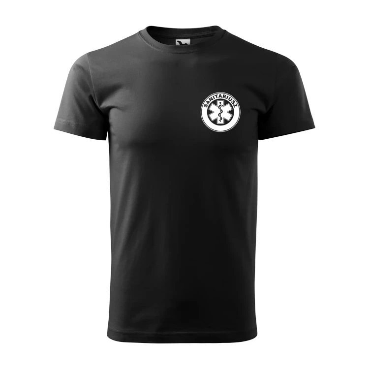 Koszulka z krótkim rękawem z logo na sercu i plecach męska z nadrukiem SANITARIUSZ 160g BASIC 129 koszulka krótki rękaw WSZYSTKIE KOLORY (26).webp