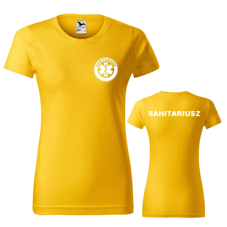 Koszulka damska BASIC 134 medyczna z krótkim rękawem z logo na sercu i plecach z nadrukiem SANITARIUSZ logo 160 gm² koszulka krótki rękaw WSZYSTKIE KOLORY (39).webp