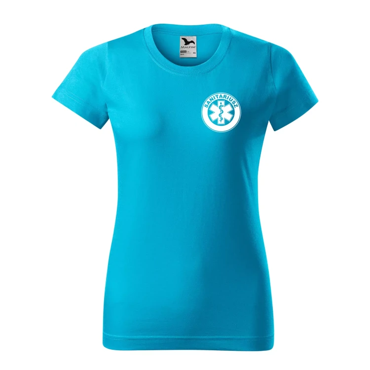Koszulka damska BASIC 134 medyczna z krótkim rękawem z logo na sercu i plecach z nadrukiem SANITARIUSZ logo 160 gm² koszulka krótki rękaw WSZYSTKIE KOLORY (5).webp