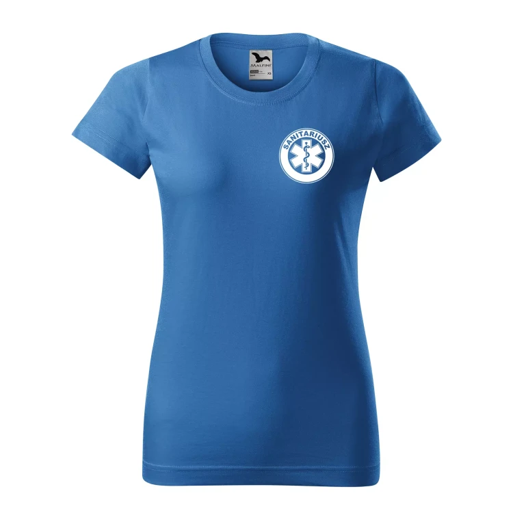 Koszulka damska BASIC 134 medyczna z krótkim rękawem z logo na sercu i plecach z nadrukiem SANITARIUSZ logo 160 gm² koszulka krótki rękaw WSZYSTKIE KOLORY (16).webp