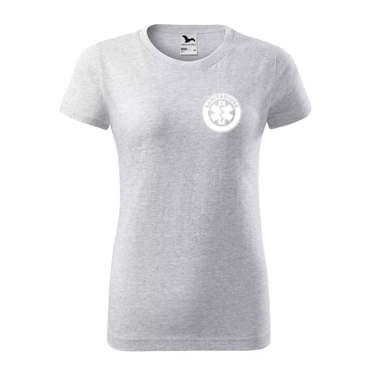 Koszulka damska BASIC 134 medyczna z krótkim rękawem z logo na sercu i plecach z nadrukiem SANITARIUSZ logo 160 gm² koszulka krótki rękaw WSZYSTKIE KOLORY (20).webp