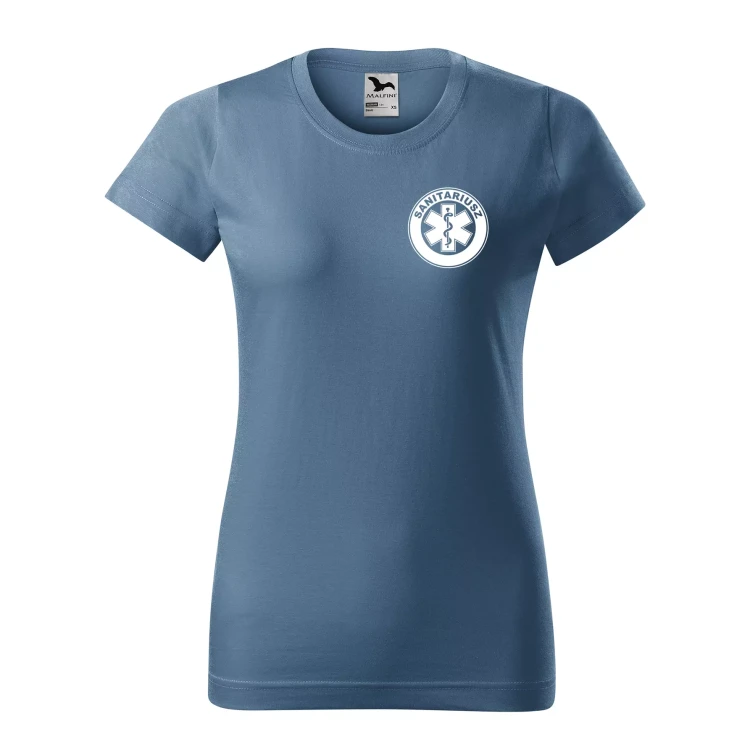 Koszulka damska BASIC 134 medyczna z krótkim rękawem z logo na sercu i plecach z nadrukiem SANITARIUSZ logo 160 gm² koszulka krótki rękaw WSZYSTKIE KOLORY (27).webp