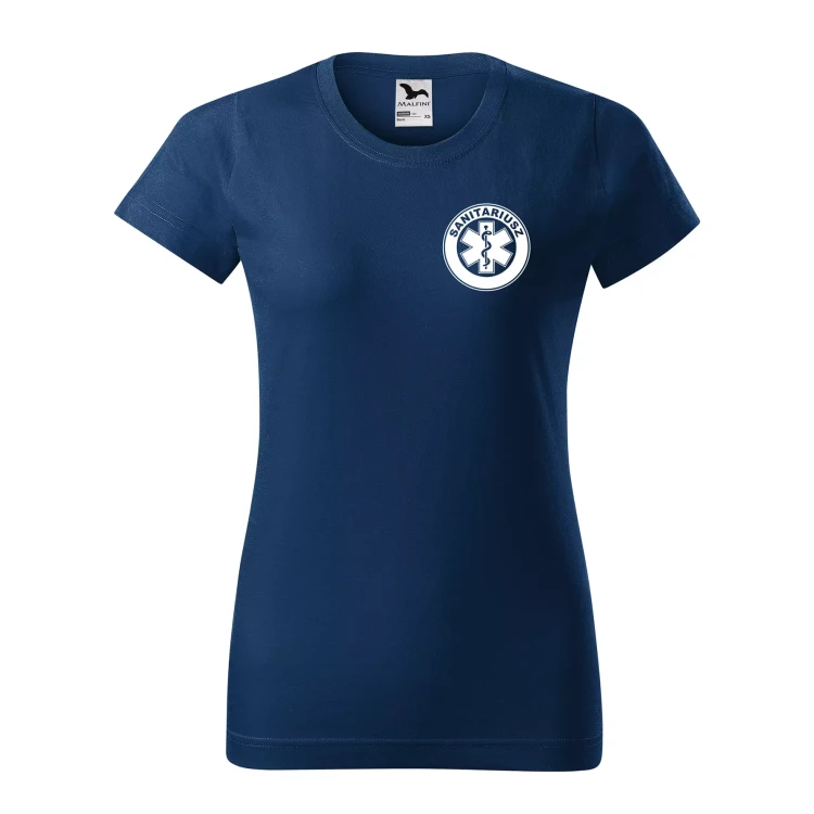 Koszulka damska BASIC 134 medyczna z krótkim rękawem z logo na sercu i plecach z nadrukiem SANITARIUSZ logo 160 gm² koszulka krótki rękaw WSZYSTKIE KOLORY (35).webp