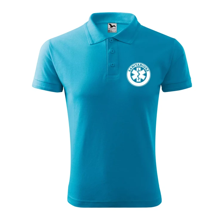 Koszulka polo męska z logo na sercu i plecach z nadrukiem SANITARIUSZ 200g Pique Polo 203 koszulka polo WSZYSTKIE KOLORY (6).webp