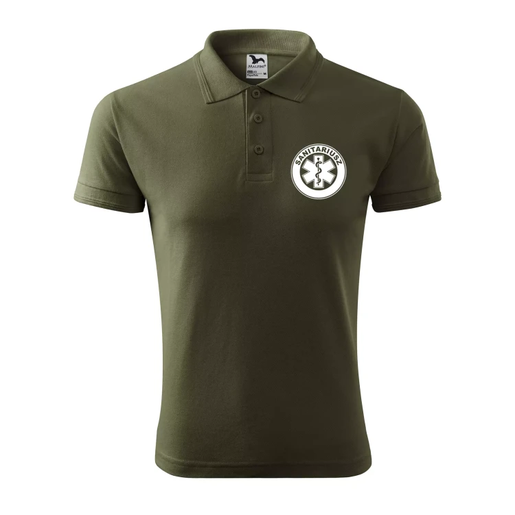 Koszulka polo męska z logo na sercu i plecach z nadrukiem SANITARIUSZ 200g Pique Polo 203 koszulka polo WSZYSTKIE KOLORY (9).webp