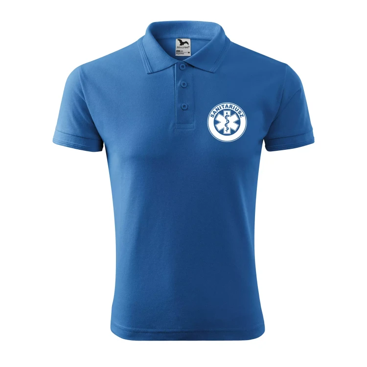 Koszulka polo męska z logo na sercu i plecach z nadrukiem SANITARIUSZ 200g Pique Polo 203 koszulka polo WSZYSTKIE KOLORY (12).webp
