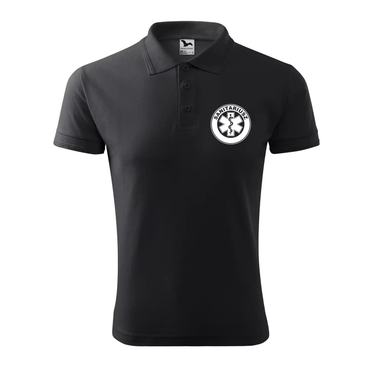 Koszulka polo męska z logo na sercu i plecach z nadrukiem SANITARIUSZ 200g Pique Polo 203 koszulka polo WSZYSTKIE KOLORY (20).webp