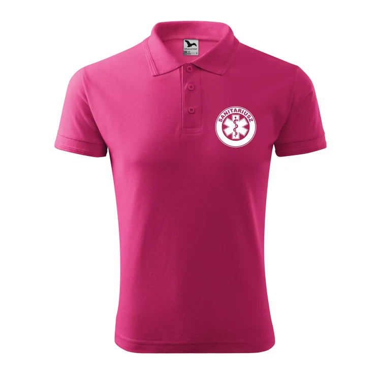 Koszulka polo męska z logo na sercu i plecach z nadrukiem SANITARIUSZ 200g Pique Polo 203 koszulka polo WSZYSTKIE KOLORY (22).webp