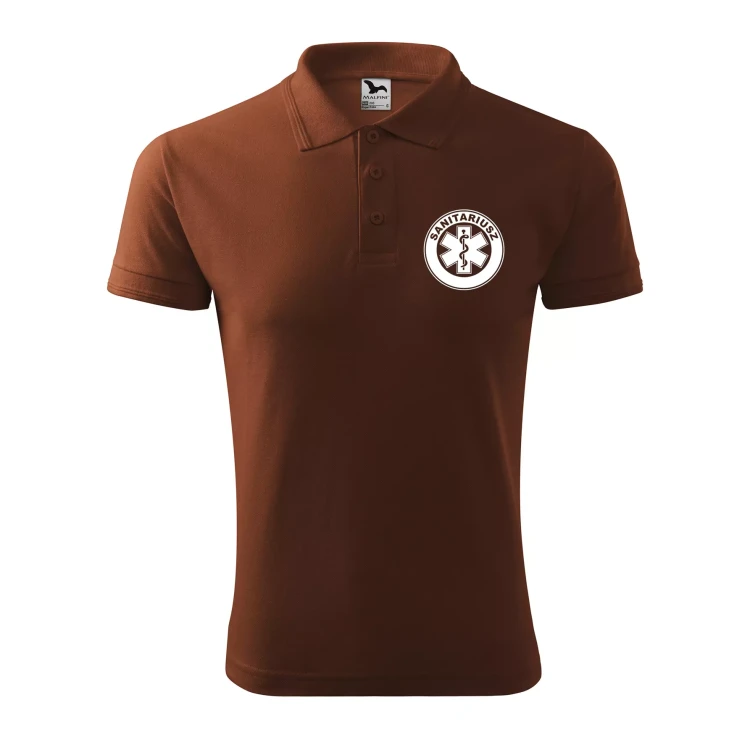 Koszulka polo męska z logo na sercu i plecach z nadrukiem SANITARIUSZ 200g Pique Polo 203 koszulka polo WSZYSTKIE KOLORY (23).webp