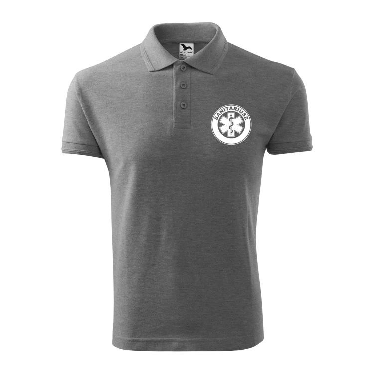 Koszulka polo męska z logo na sercu i plecach z nadrukiem SANITARIUSZ 200g Pique Polo 203 koszulka polo WSZYSTKIE KOLORY (27).webp