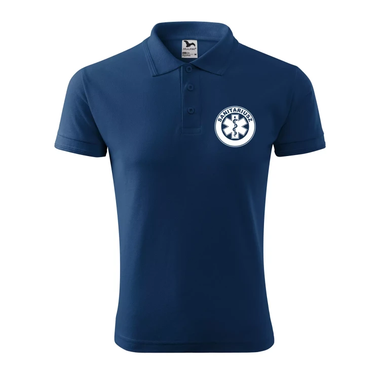 Koszulka polo męska z logo na sercu i plecach z nadrukiem SANITARIUSZ 200g Pique Polo 203 koszulka polo WSZYSTKIE KOLORY (28).webp