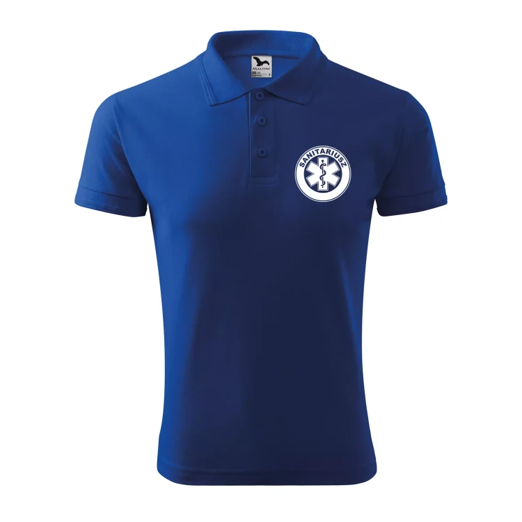 Koszulka polo męska z logo na sercu i plecach z nadrukiem SANITARIUSZ 200g Pique Polo 203 koszulka polo WSZYSTKIE KOLORY (29).webp