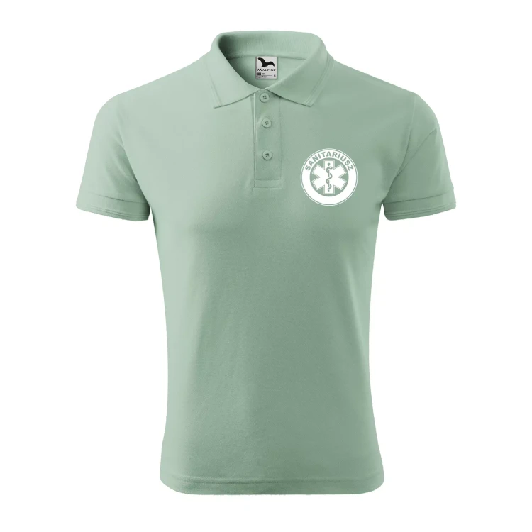 Koszulka polo męska z logo na sercu i plecach z nadrukiem SANITARIUSZ 200g Pique Polo 203 koszulka polo WSZYSTKIE KOLORY (34).webp