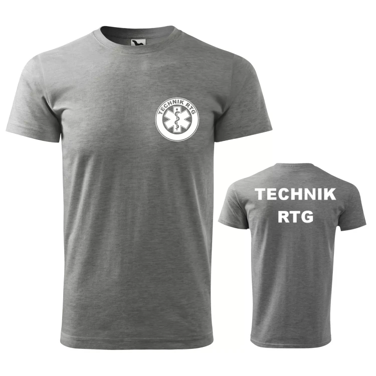 Koszulka z krótkim rękawem z logo na sercu i plecach męska z nadrukiem TECHNIK RTG 160g BASIC 129 koszulka krótki rękaw WSZYSTKIE KOLORY  (39).webp