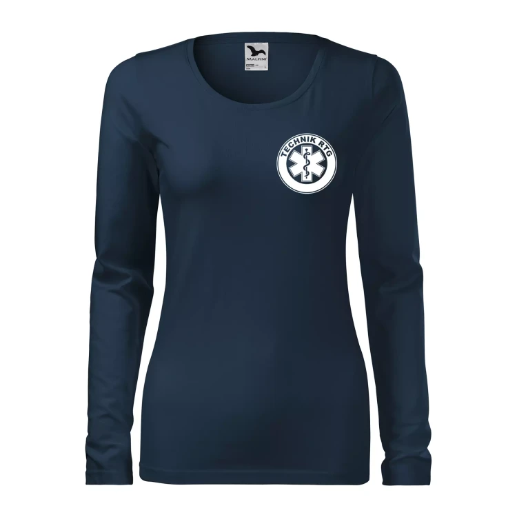 Koszulka damska z długim rękawem Slim 139 z logo własnym nadrukiem TECHNIK RTG na sercu i plecach odzież reklamowa 180 gm² WSZYSTKIE KOLORY (4).webp