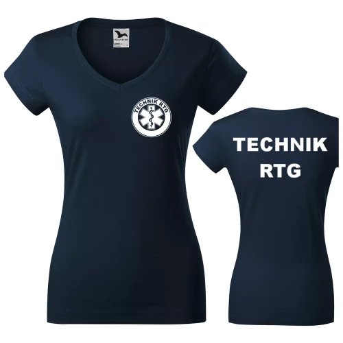 Koszulka damska Fit V-neck 162 medyczna z krótkim rękawem z logo na sercu i plecach z nadrukiem TECHNIK RTG logo 180 gm² koszulka krótki rękaw WSZYSTKIE KOLOR (4).webp