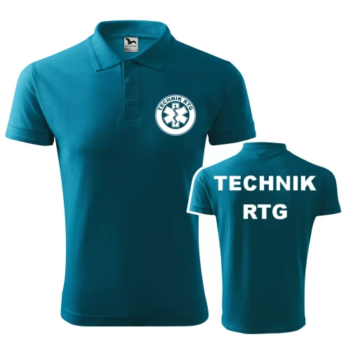 Koszulka polo męska z logo na sercu i plecach z nadrukiem TECHNIK RTG 200g Pique Polo 203 koszulka polo WSZYSTKIE KOLORY.webp