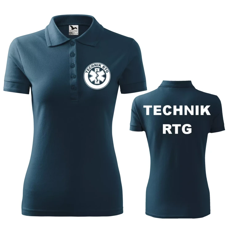 Koszulka damska polo z logo na sercu i plecach z nadrukiem TECHNIK RTG logo firmy 200 gm² Pique Polo 210 koszulka polo WSZYSTKIE KOLORY (28).webp