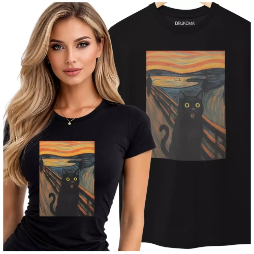 KOSZULKA DAMSKA ZABAWNA NA KAŻDĄ OKAZJE KOT KRZYK  (4).webp