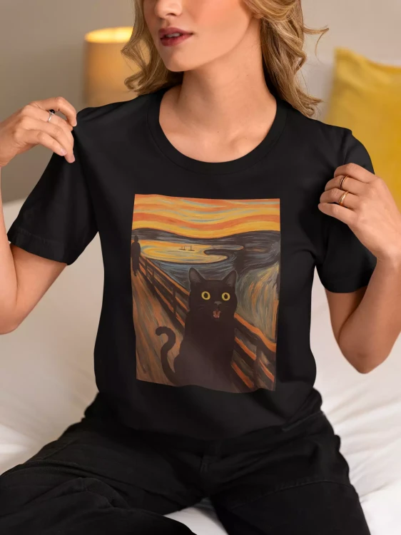 KOSZULKA DAMSKA ZABAWNA NA KAŻDĄ OKAZJE KOT KRZYK  (1).webp