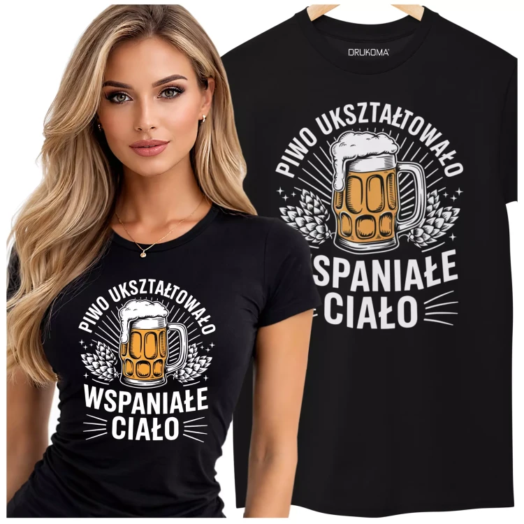 KOSZULKA DAMSKA ZABAWNA NA KAŻDĄ OKAZJE Z NAPISEM PIWO UKSZTAŁTOWAŁO WSPANIAŁE CIAŁO (2).webp