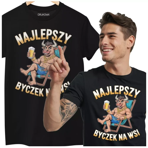 KOSZULKA ZABAWNA NA KAŻDĄ OKAZJE Z NAPISEM NAJLEPSZY BYCZEK NA WSI (4).webp